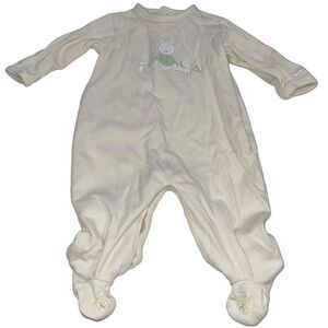 Mini Clasix Pale Yellow‎ Embroidered Teddy Bear Footie Pajamas - Size 6 months